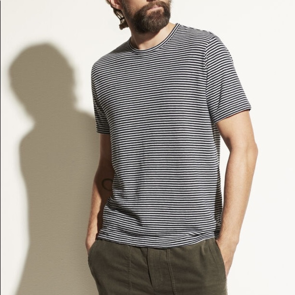Vince Men’s Linen Cotton Stripe Crew